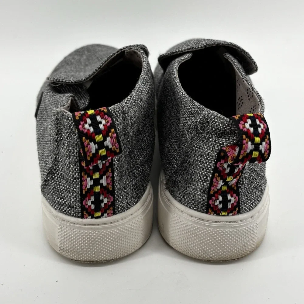 Hey Dude Peyton Womens 8 Linen Grey Black Pull-On Shoes Low Top 6UK 39EU